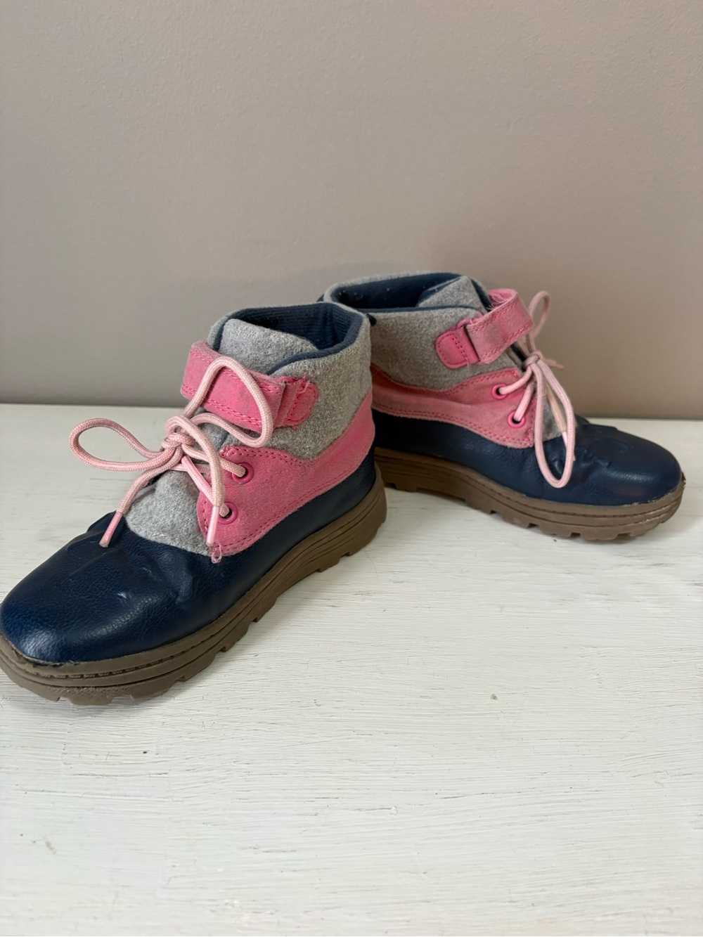 Carter's Navy, Pink and Gray Kids Lace-Up Ankle Boots